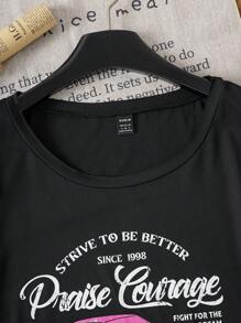 SHEIN Essnce 休闲复古汽车图案落肩女式 T 恤，适合夏季