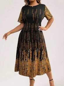 SHEIN Clasi Plus Size Women Woven Long Elegant Floral Digital Print Dress, Fashionable & Refined, Summer