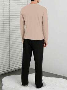 SHEIN Cottnline Conjunto De Ropa De Dormir Para Hombres - Beis - Ver 2