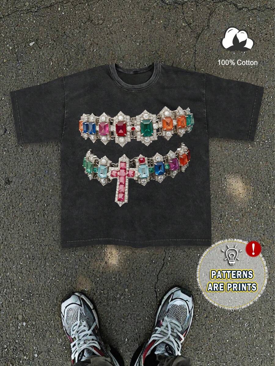 GENIUS ODE 男士圆领短袖印花休闲 T 恤，适合朋友