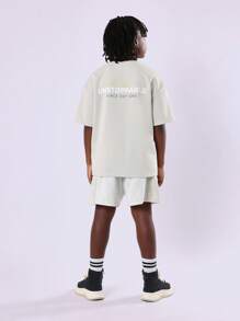SUMWON Conjunto de camiseta y pantalones cortos a juego de verano con declaración "Imparable", ropa casual y cómoda, esencial diario de moda juvenil - Multicolor - Ver 1
