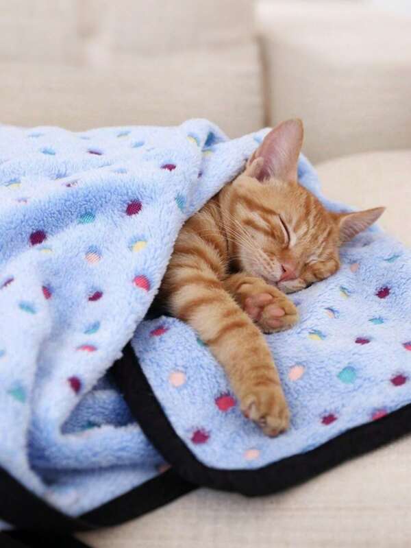 The Blanket Is Super Soft With A Cute Polka Dot Pattern, Made Of Flannel, Suitable For Small Dogs And Cats.