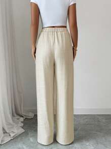 Elenzga Damen einfarbige Texturgewebe-Lässig Hose