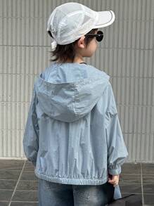 Dazy Kids Toddler Boys' Loose Casual Lightweight Hooded Jacket, Fall Outerwear - Blue - View 6