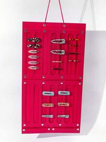 SHEIN 1pc Extra Large Hair Accessory Storage Bag, Decorative Organizer Holder For Hair Clips, Headbands, Scrunchies, Jewelry And More, Wall Mounted, Suitable For Daily Use, Eyeglasses Storage, Rose Red, Gender Reveal Party, Perfect For Birthdays, Weddings, Parties, The Perfect Gift For Colleagues, Friends, And Family - Multicolor - View 4