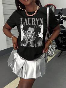 Women's T-Shirt/Lauren Hill/Letter Print/Vintage T-Shirt/Women's Casual Loose Round Neck Top/Spring And Summer