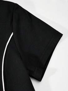 SHEIN Explorewe 2 件套青少年女孩休闲拼布设计图案 T 恤和工装裤套装，适合日常、通勤、休闲、度假、与朋友聚会、街头风格