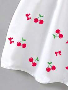 SHEIN Elladie kids 女童夏季休闲马球领挂脖露背连衣裙，优雅甜美度假风格年轻女孩礼服 - 白色 - 查看 4