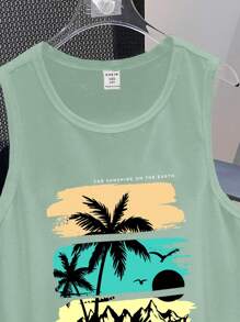 SHEIN Teens Boys' Casual Minimalist Sleeveless Vest, Suitable For Summer