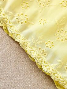 SHEIN 2pcs/Set Baby Girl Spring&Summer Elegant Style Sleeveless Embroidery Top&&Short Skirt - Yellow - View 5