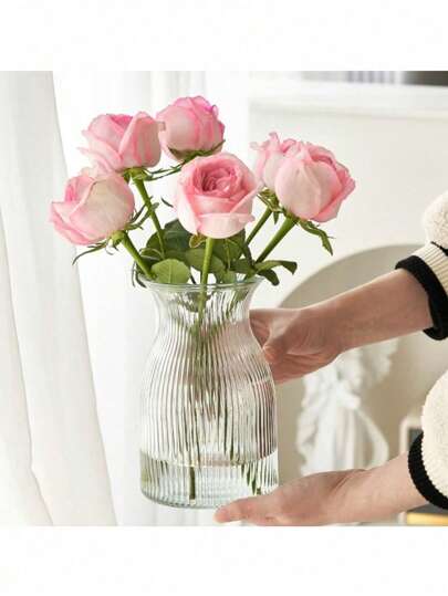 Piece Glass Vase, 7.48 Inches Tall, Moderne Minimalist Home Centerpiece Wedding Tables, Wedding, Birthday Graduation view 2