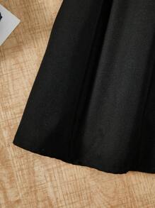 SHEIN Explorewe 2 件套纯色女童服装 - 网眼长袖短款上衣和无袖圆领连衣裙，春夏 - 黑色 - 查看 8