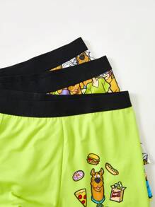 SCOOBY-DOO X SHEIN 3 peças Cueca Samba Canção Homens com Estampa Gráfica Cartoon