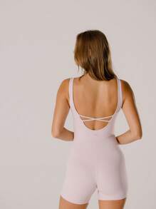 Aralina Leisurewear Active Pastel Pink Body-Hugging Shapewear Active Summer Cute Workout Jumpsuits