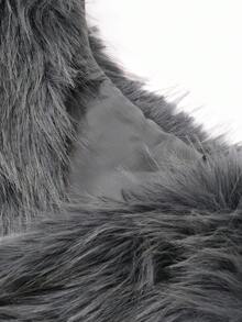 FRIFUL 女士人造毛皮开襟大衣，时尚秋冬夹克人造毛皮大衣 - 卡其色 - 查看 8