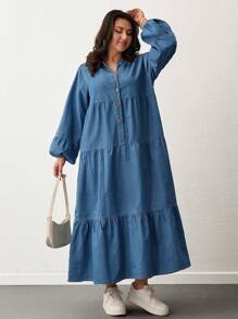 Robe à boutons à volants pour grande taille