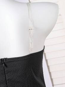 少女紧身蝴蝶结薄纱网眼泡泡裙 - 黑色 - 查看 3