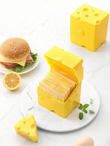 1 Piece Of Cheese Slice Storage Container With Flip Cover, Shaped Like A Plastic Butter Block, Cheese Slice Shaped Holder, Cheese Slice Freshness Box Refrigerator Storage Shelf Flip Cover, For Refrigerator Food, Kitchen, And Camping Supplies - Yellow - View 7