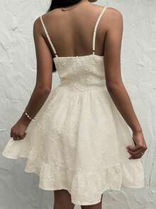 SHEIN Frenchy Đầm suông hở lưng thắt eo phong cách nghỉ dưỡng thường ngày mùa hè cho nữ - Màu be - Xem 2