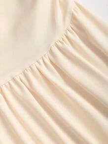 Sweetra Women's Fashionable Ruched Low Neck Metal Decor Halter Tie Maxi Casual Dress, Suitable For Summer Holiday - Apricot - View 6