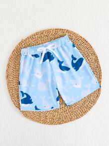 Pantalones cortos de playa con estampado de delfín adorable para niño pequeño