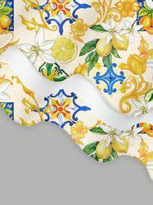 SHEIN EZwear Casual Lemon & Floral Allover Print Fitted Camisole Maxi Dress, Suitable For Summer, Beach, Seaside,Boho Clothes Women Suitable For Going Out Chic Dress - Multicolor - View 4