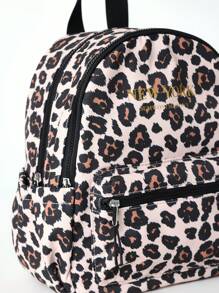 SUMWON New York Mini Backpack For Girls Students School Travel Weekender Fashion Leopard Print Design Front Zip Pockets Adjustable Straps - Brown - View 4