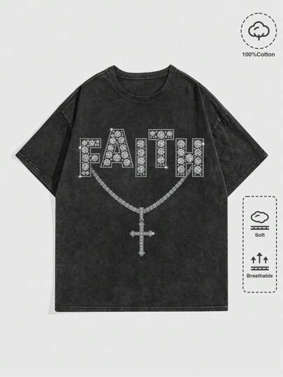 Goth T-shirt à manches courtes pour homme, imprimé vintage style anime japonais, lavé