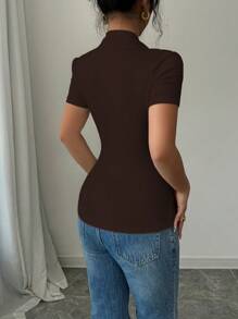 INAWLY 女士纯色心形领荷叶边短袖 T 恤