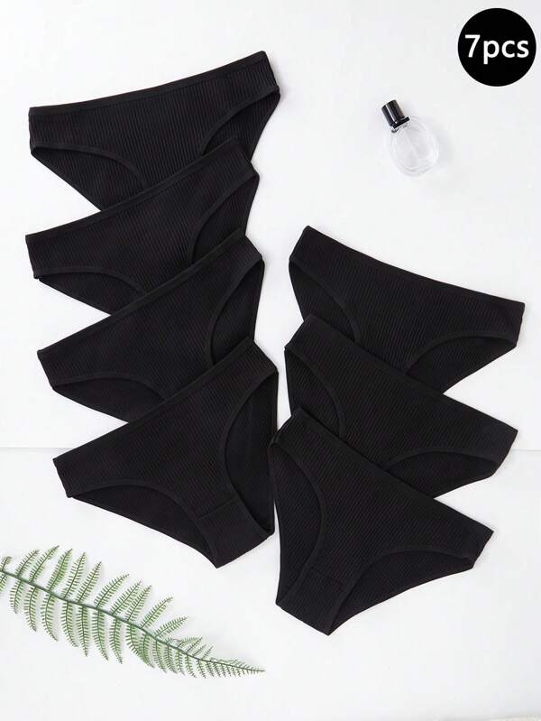 7 paia di leggings neri a costine in tinta unita per ragazze più grandi