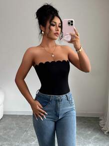 Rafferiza Body tipo tubo con volantes - Negro - Ver 3