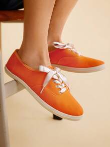 CUCCOO EASI Women's Burgundy Casual Flat Canvas Shoes - Orange - View 1