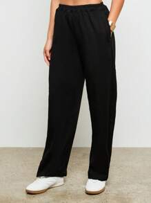 AiiRZ Classic Sweatpants Drawstring Elastic High Waist Wide Leg Relaxed Fit Comfortable All Season Pants Graduation,Back To School Outfit - Black - View 1