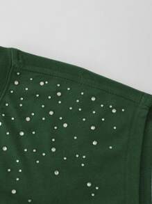 ROMWE MEN Street Life Camiseta de tirantes holgada de cuello redondo con adornos de rhinestones para hombre, ideal para el verano - Verde - Ver 4