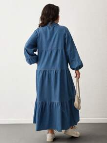 Robe à boutons à volants pour grande taille