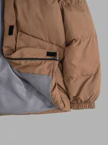 EURMUSE Men High Quality Big Pockets Regular Wintercoat - Brown - View 5