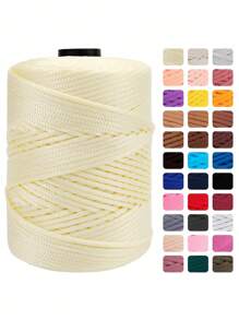 1卷彩色扭纹编织绳，DIY工艺空心绳，手工包，抽绳带配件，装饰性聚丙烯纤维绳，钩针线，手工钩编包线，靠垫，帽子，现代纯色聚酰胺DIY纱线 - 彩色 - 查看 1