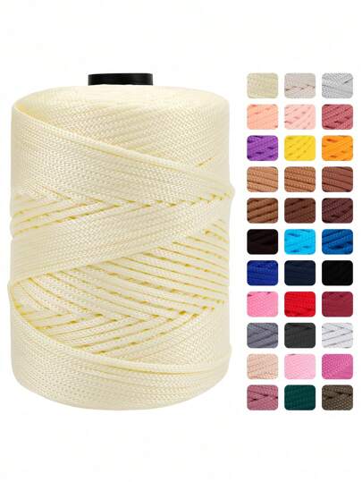 1卷彩色扭纹编织绳，DIY工艺空心绳，手工包，抽绳带配件，装饰性聚丙烯纤维绳，钩针线，手工钩编包线，靠垫，帽子，现代纯色聚酰胺DIY纱线