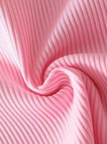 Set di abbigliamento per neonata in stile coreano casual e carino, con maglietta in maglia a scollo a V tinta unita e pantaloni lunghi a righe rosa in tessuto, abbigliamento esterno
