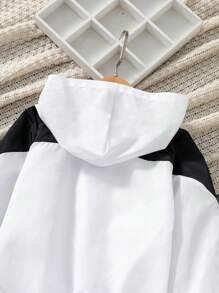 SHEIN Young Girl Colorblock Zip Up Hooded Jacket & Pants Girls Tracksuit Set
