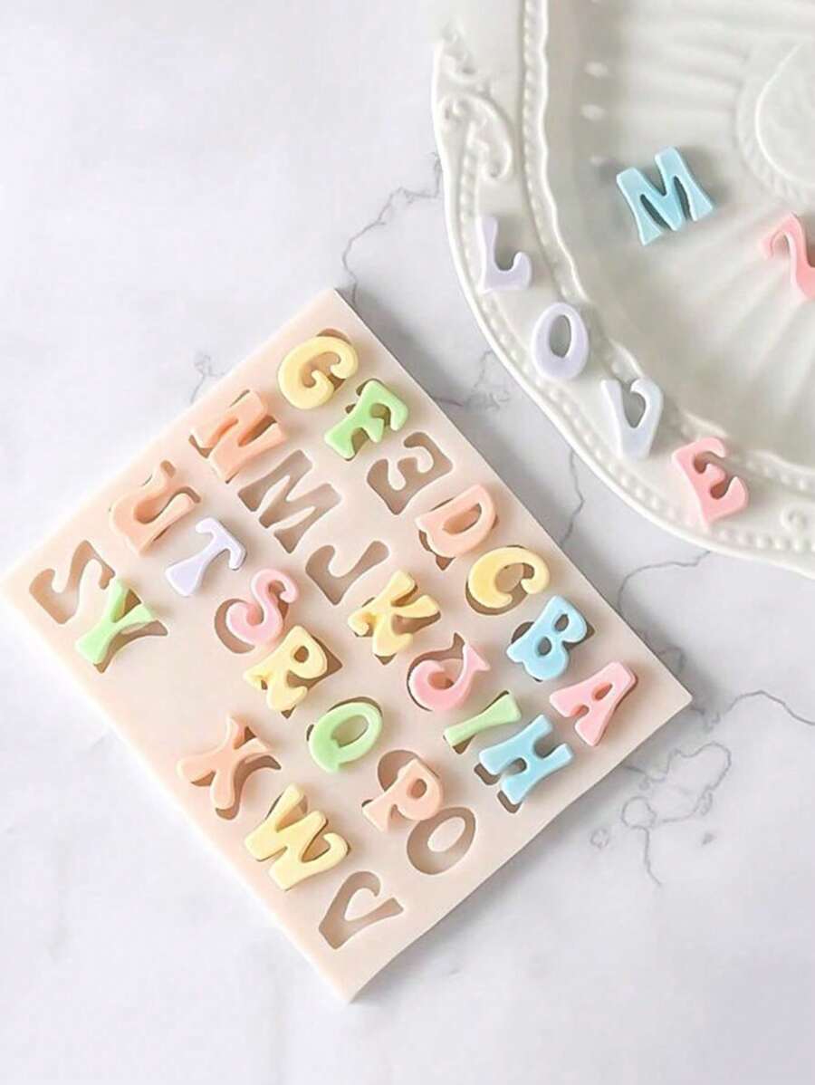 1 套/3 套 3D 字母数字硅胶软糖模具，大写小写卡通巧克力粘土烘焙工具、糖果模具、蛋糕装饰用品