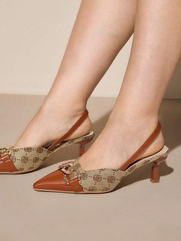 CUCCOO CURVES Scarpe da donna con cinturino a catena chunky, punta affusolata, tacco basso, comoda calzata larga, adatta per pendolarismo, appuntamenti, feste e altre occasioni