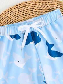 Pantalones cortos de playa con estampado de delfín adorable para niño pequeño