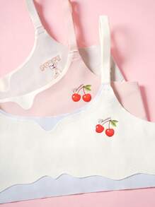 SHEIN Juego de 3 piezas de ropa interior para niñas, con tirantes ajustables y diseño estampado - Multicolor - Ver 7