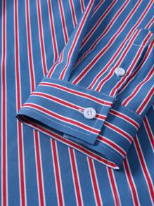 Manfinity Mode Camisa de manga larga con bloques de color y rayas para hombre - Multicolor - Ver 4