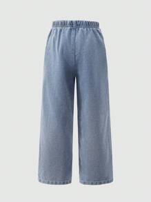 Young Boy Star Washed Denim Long Pants, Casual And Everyday Wear - Blue - View 2