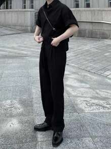 DAZY 男士黑色衬衫西装，商务休闲，春夏 - 黑色 - 查看 6