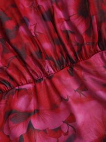 Sweetra Women's Elegant Floral Print 3D Flower Decor Halter Short Dress, Summer