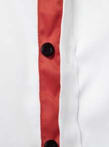 Calvornis Chemise décontractée de navette à blocs de couleurs et patchwork pour hommes. Chemise habillée pour hommes en rouge et blanc. Chemise habillée avec bordure rouge, pour l'automne - Blanc - Voir 7