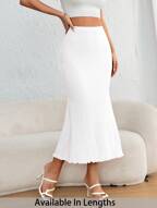 SHEIN PETITE CURVE Plus Size Women Solid Mermaid Hem Black Skirt Valentine's Day Outfit